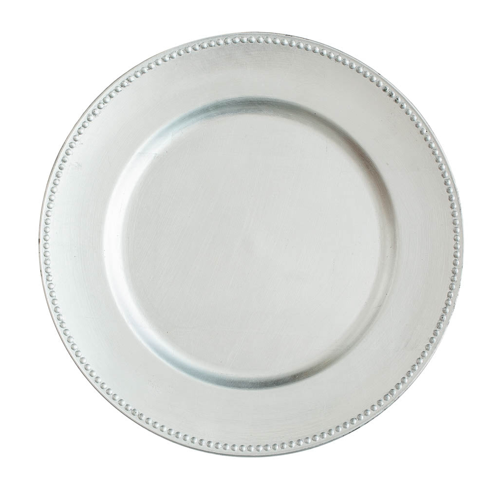 Richland Beaded Charger Plate 13" Silver Set of 12