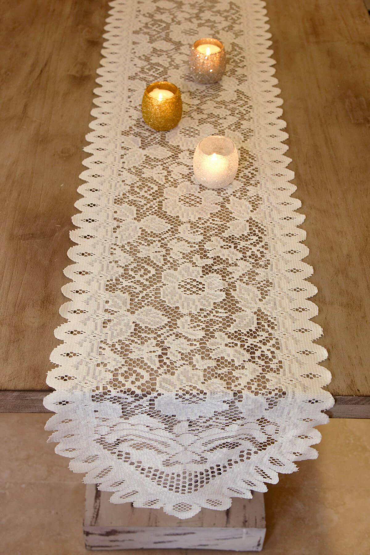 lace table runners ivory 13 x 120in - view 2