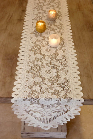 2 of 3: lace table runners ivory 13 x 120in