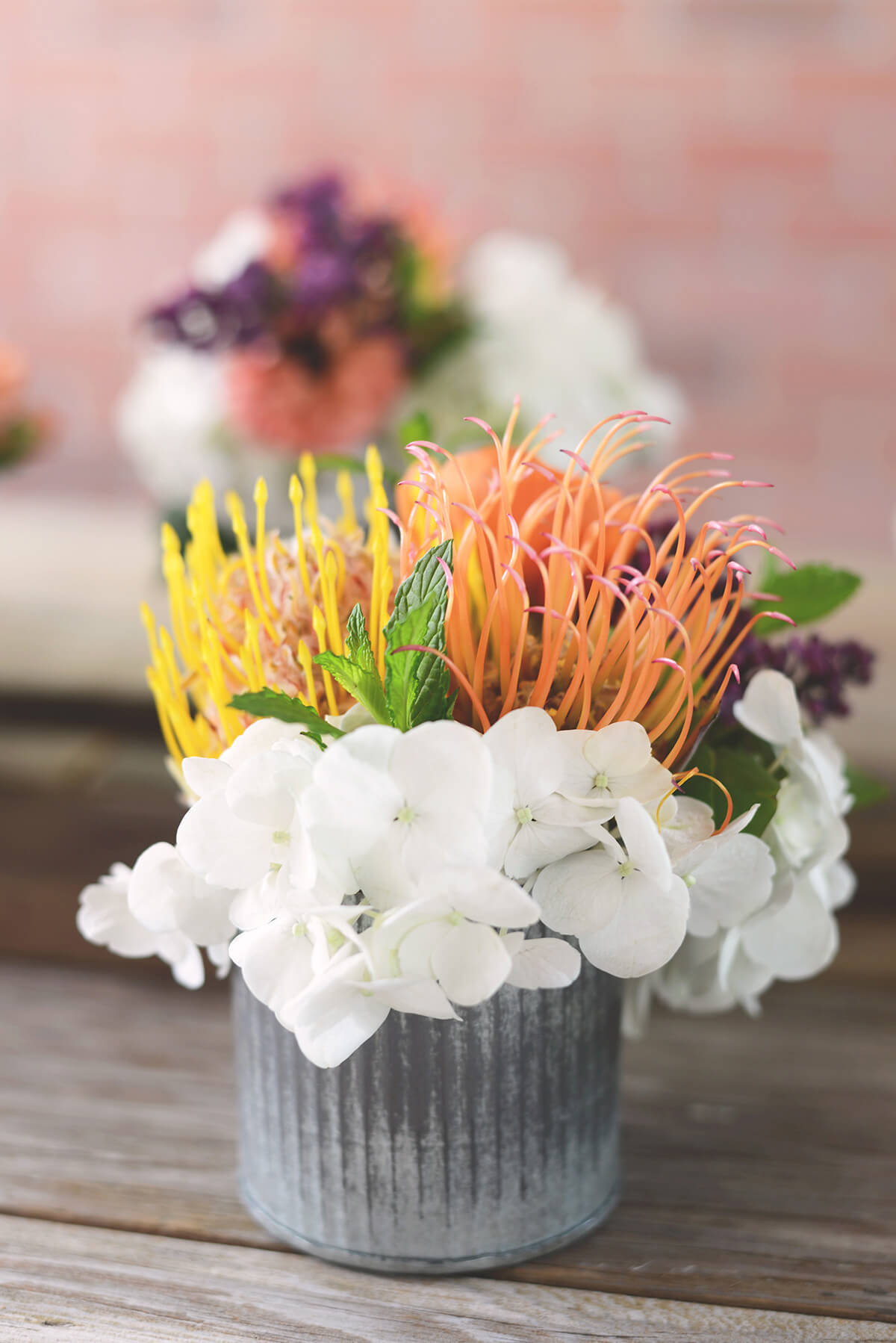 Norah Corrugated Zinc Pot Vase 3.25"x3" Set of 6