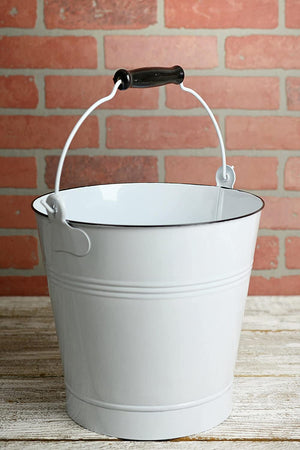 3 of 3: White Enamel 10" Bucket with Swivel Handle